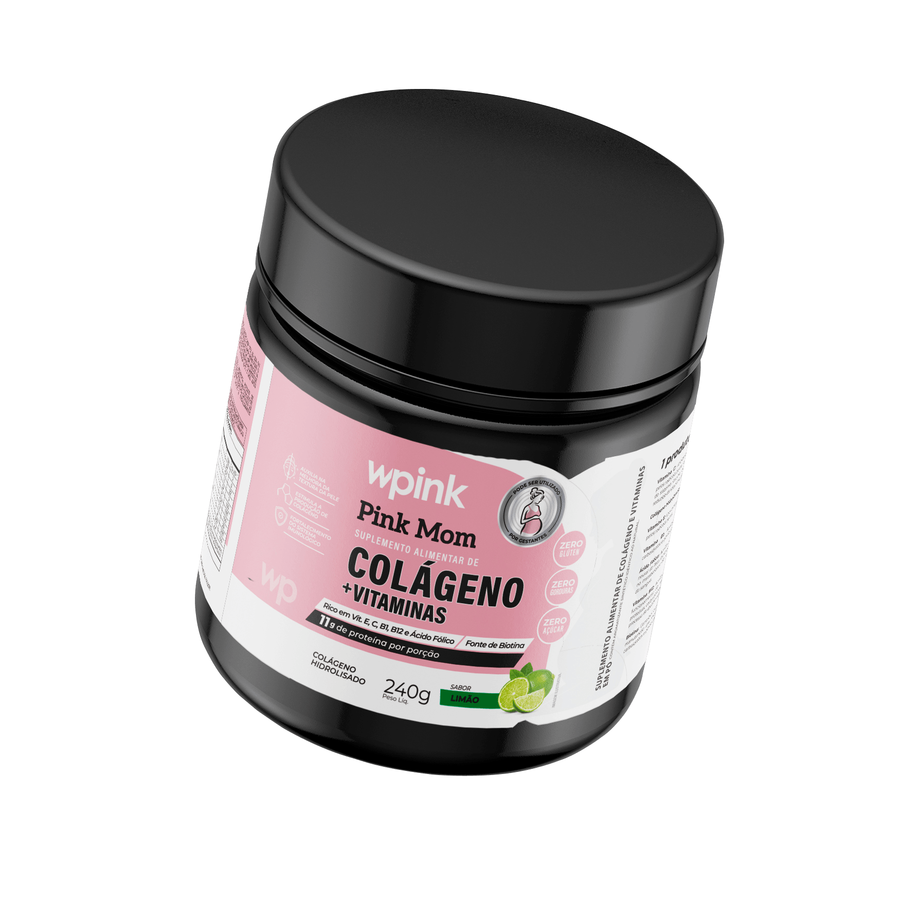 colágeno pink mom de limão - 240g - wp - foto 4